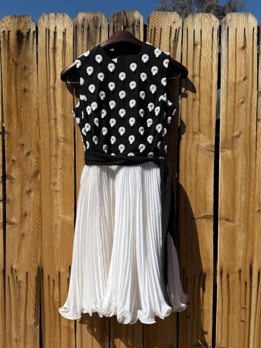Vintage 60s O'Brien's Sleeveles Beaded Pleated Chiffon Cocktail Dress Medium - Picture 4 of 16